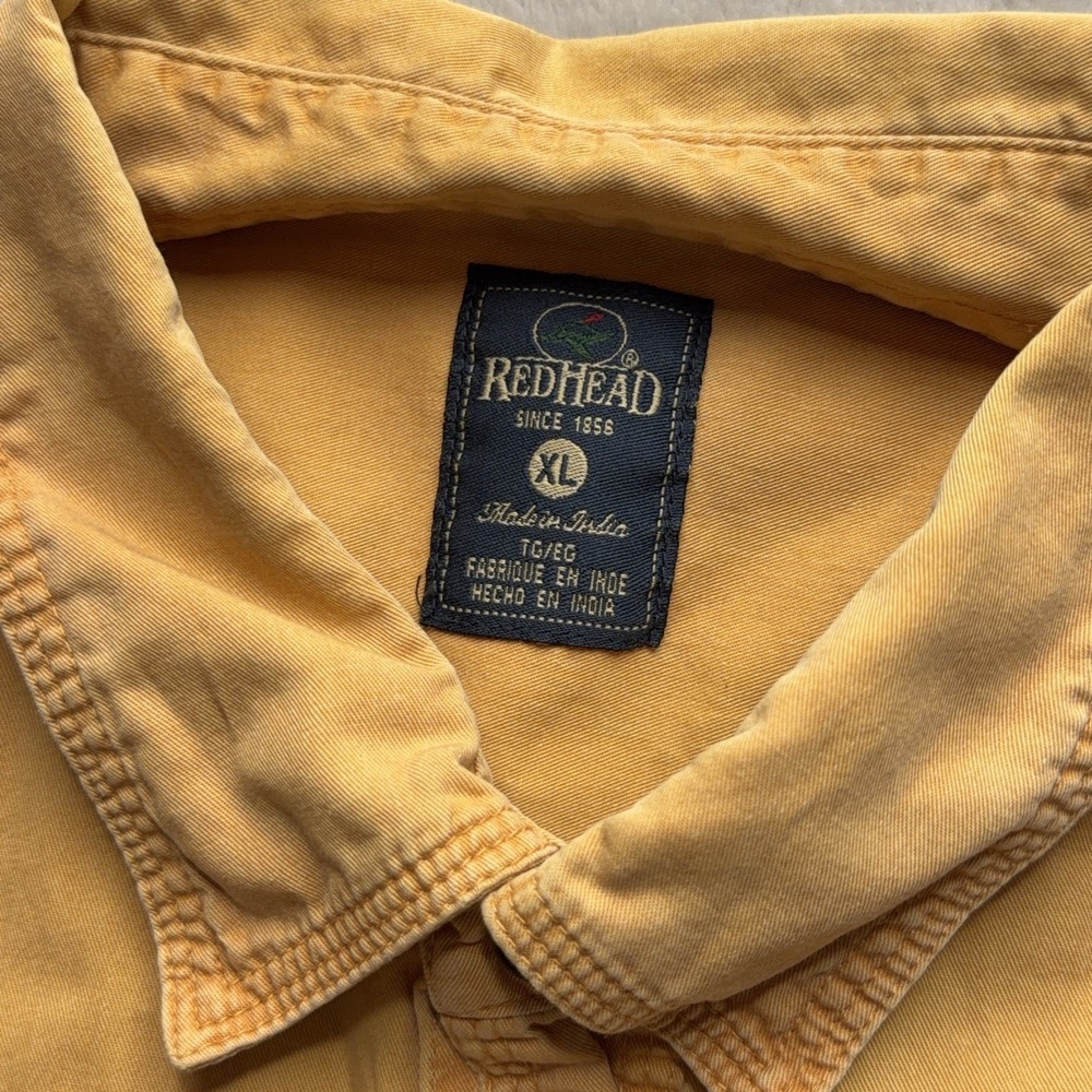 RedHead Men's XL Faded Yellow Short Sleeve Button Down Shirt Outdoors Utility - Picture 3 of 14